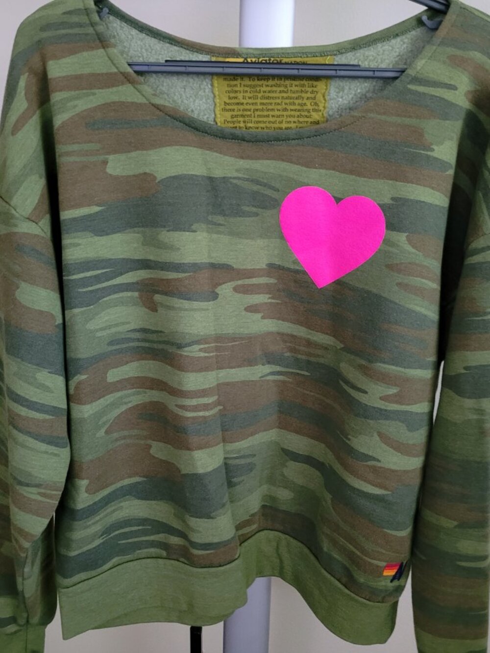 Aviator Nation Cam Heart Wide Neck Sweatshirt